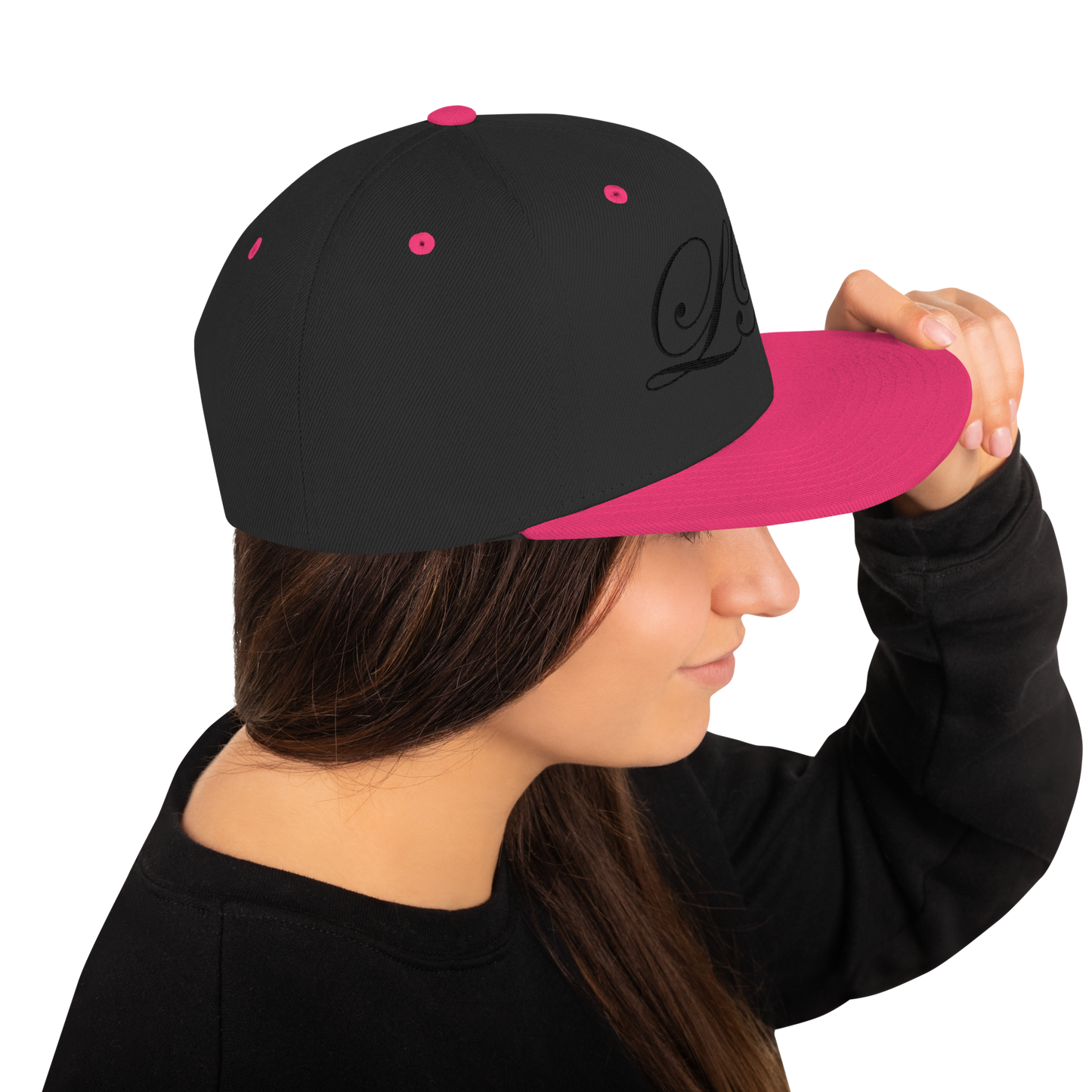 calligraphy Snapback Hat (Black) - Lavish Bubbles - LAVISH BUBBLES