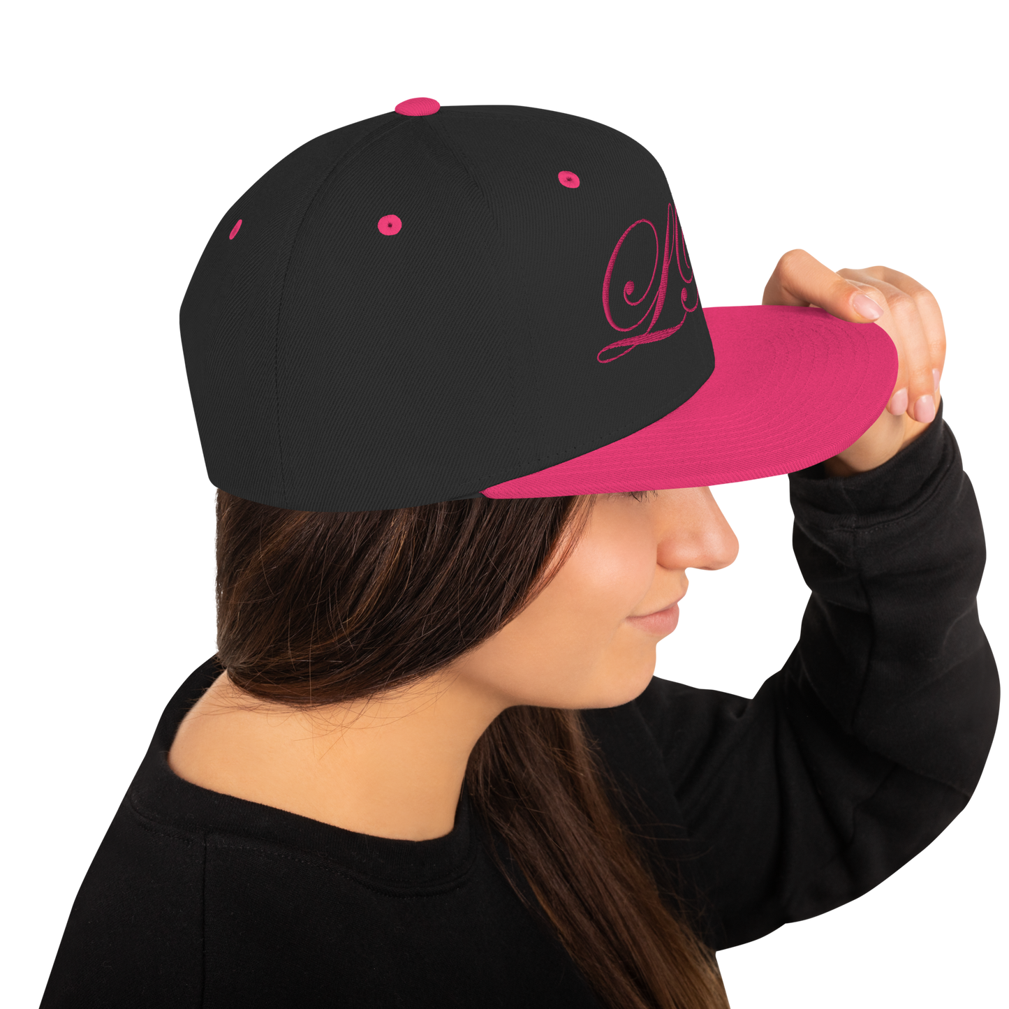 calligraphy Snapback Hat (Pink) - Lavish Bubbles - LAVISH BUBBLES