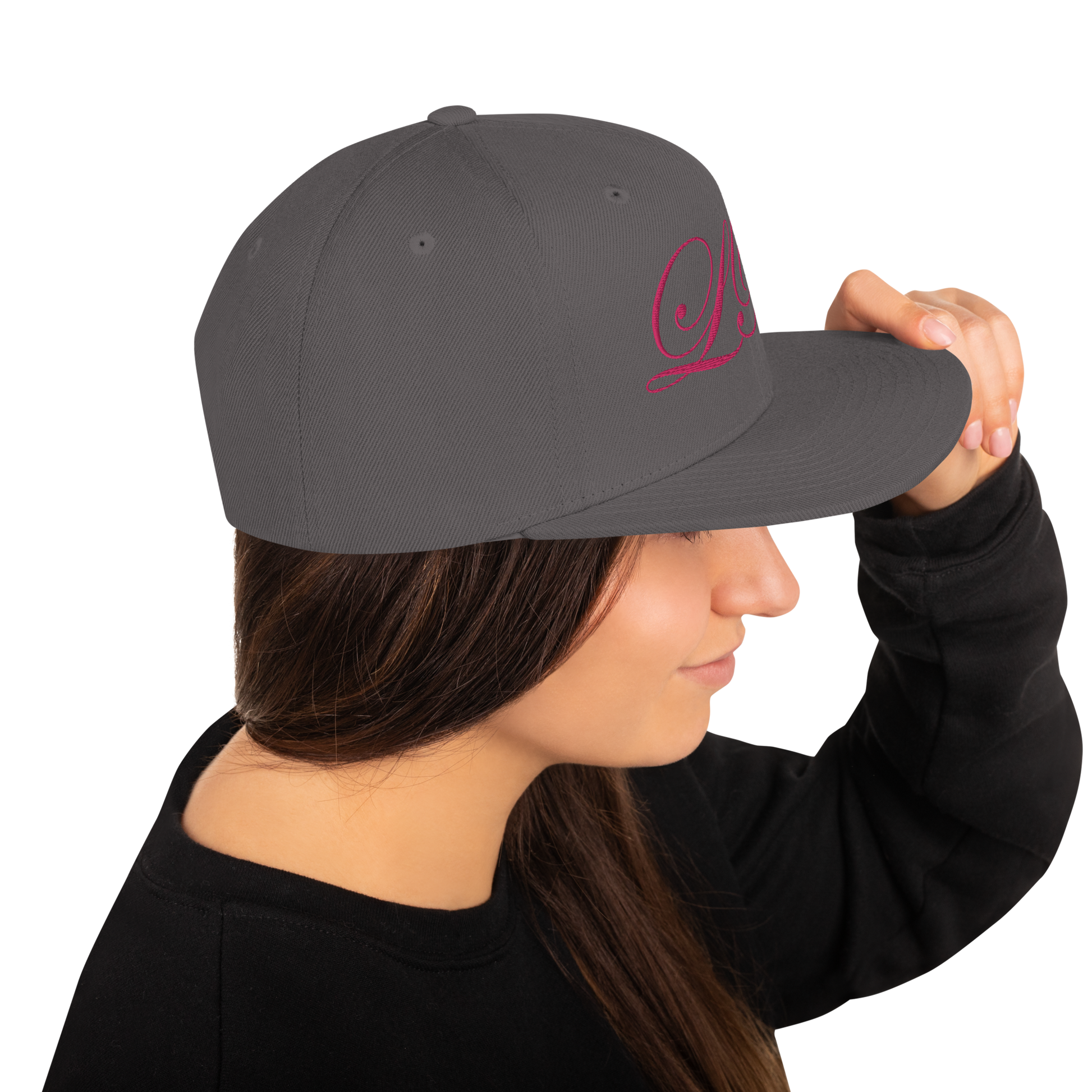 calligraphy Snapback Hat (Pink) - Lavish Bubbles - LAVISH BUBBLES