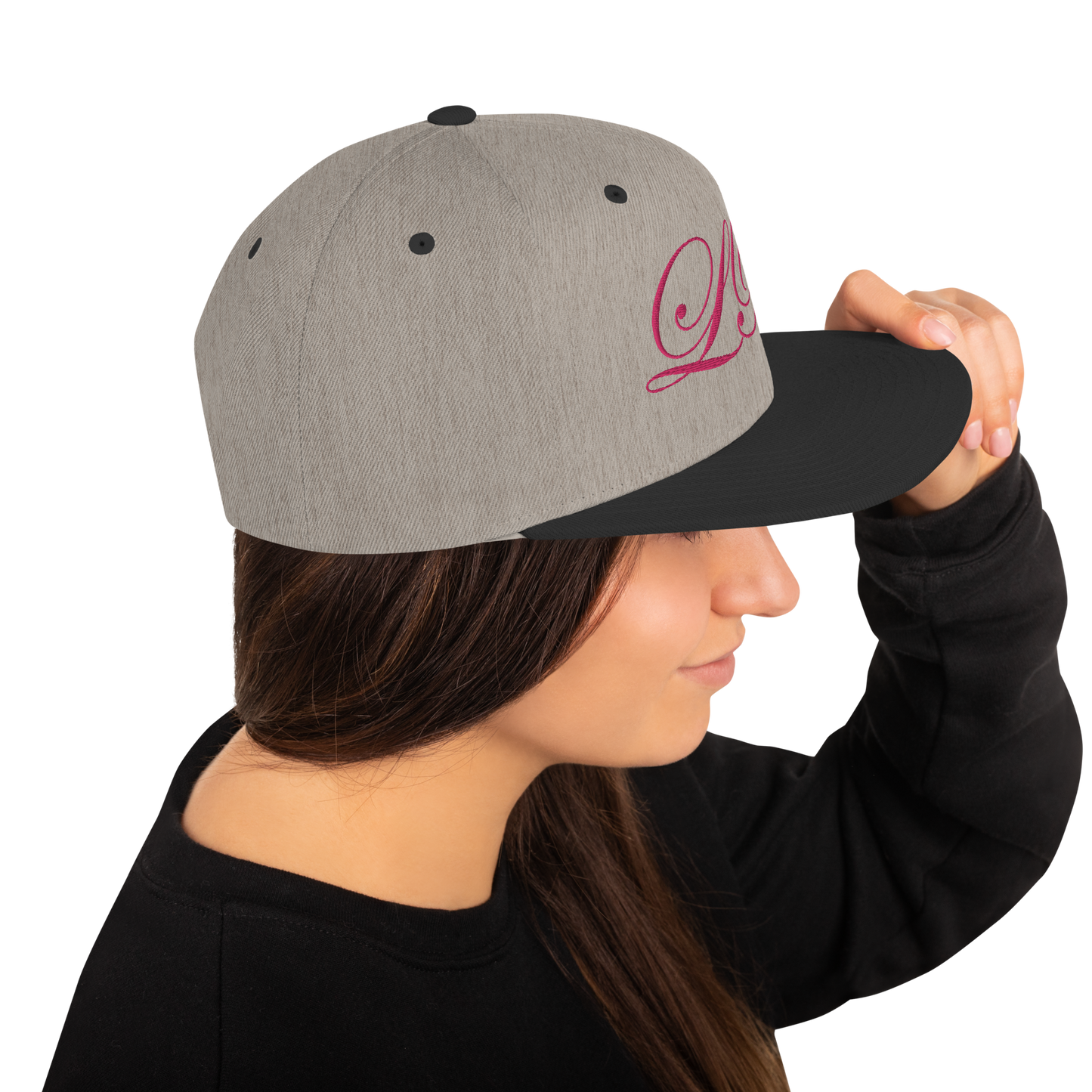 calligraphy Snapback Hat (Pink) - Lavish Bubbles - LAVISH BUBBLES