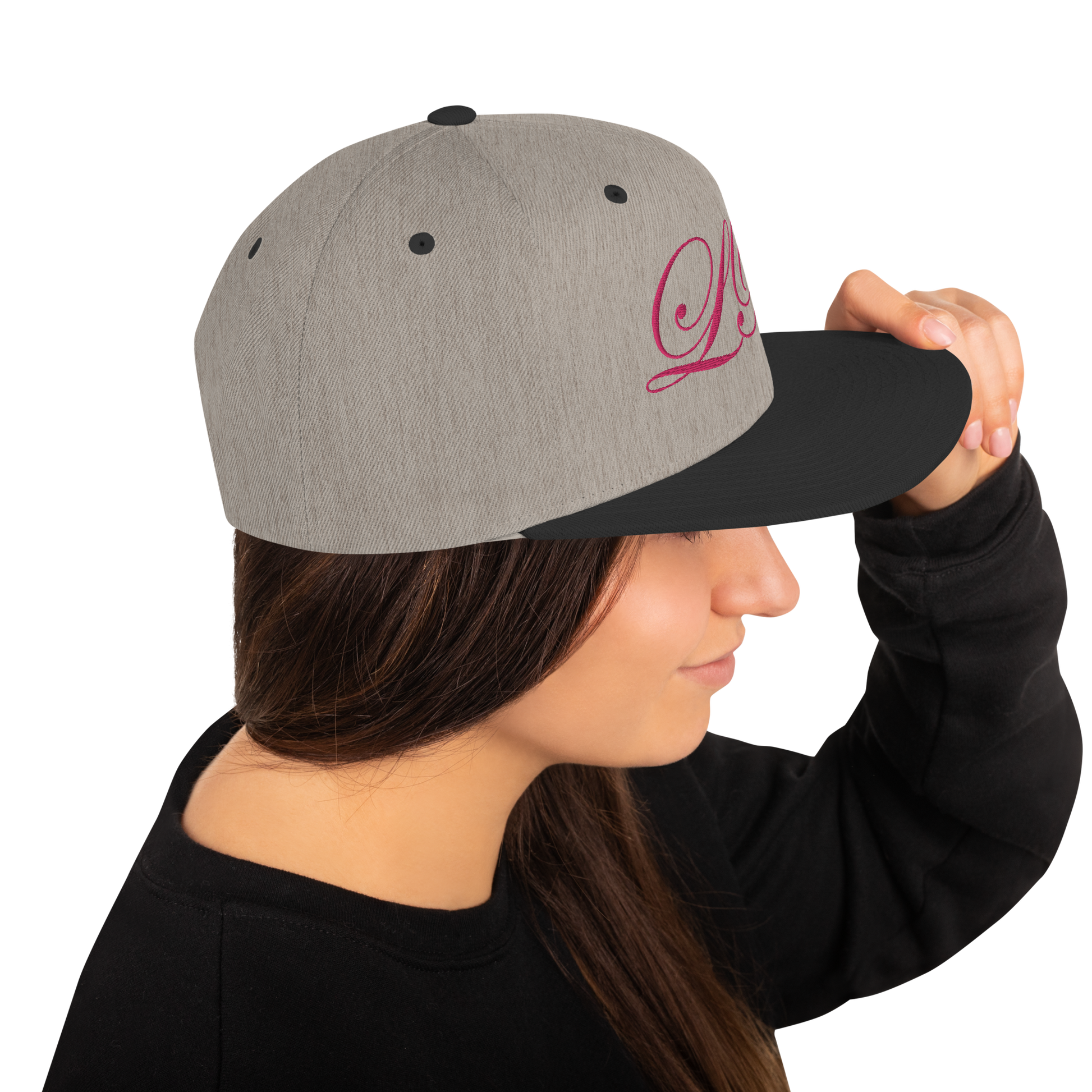 calligraphy Snapback Hat (Pink) - Lavish Bubbles - LAVISH BUBBLES