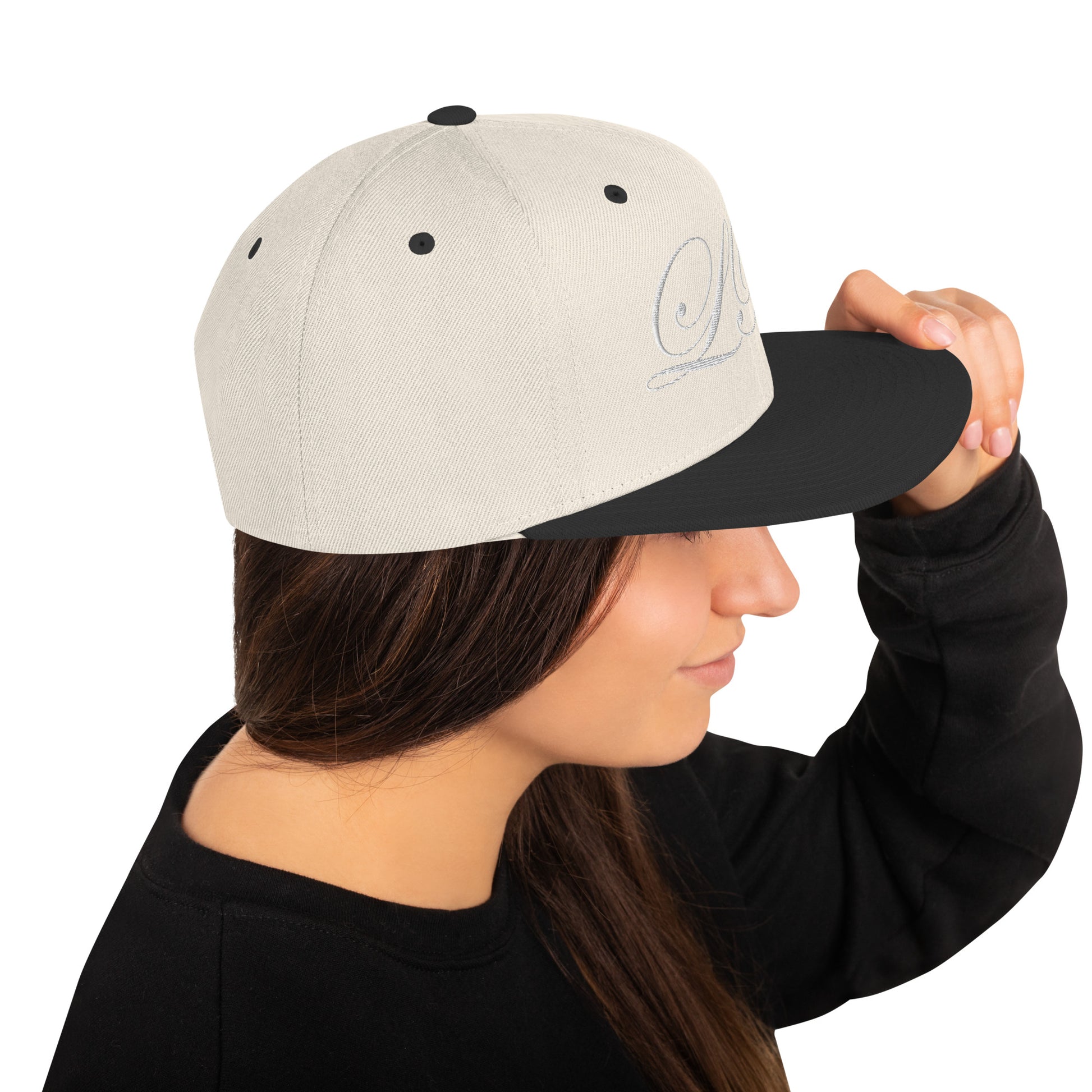 calligraphy Snapback Hat (White) - Lavish Bubbles - LAVISH BUBBLES