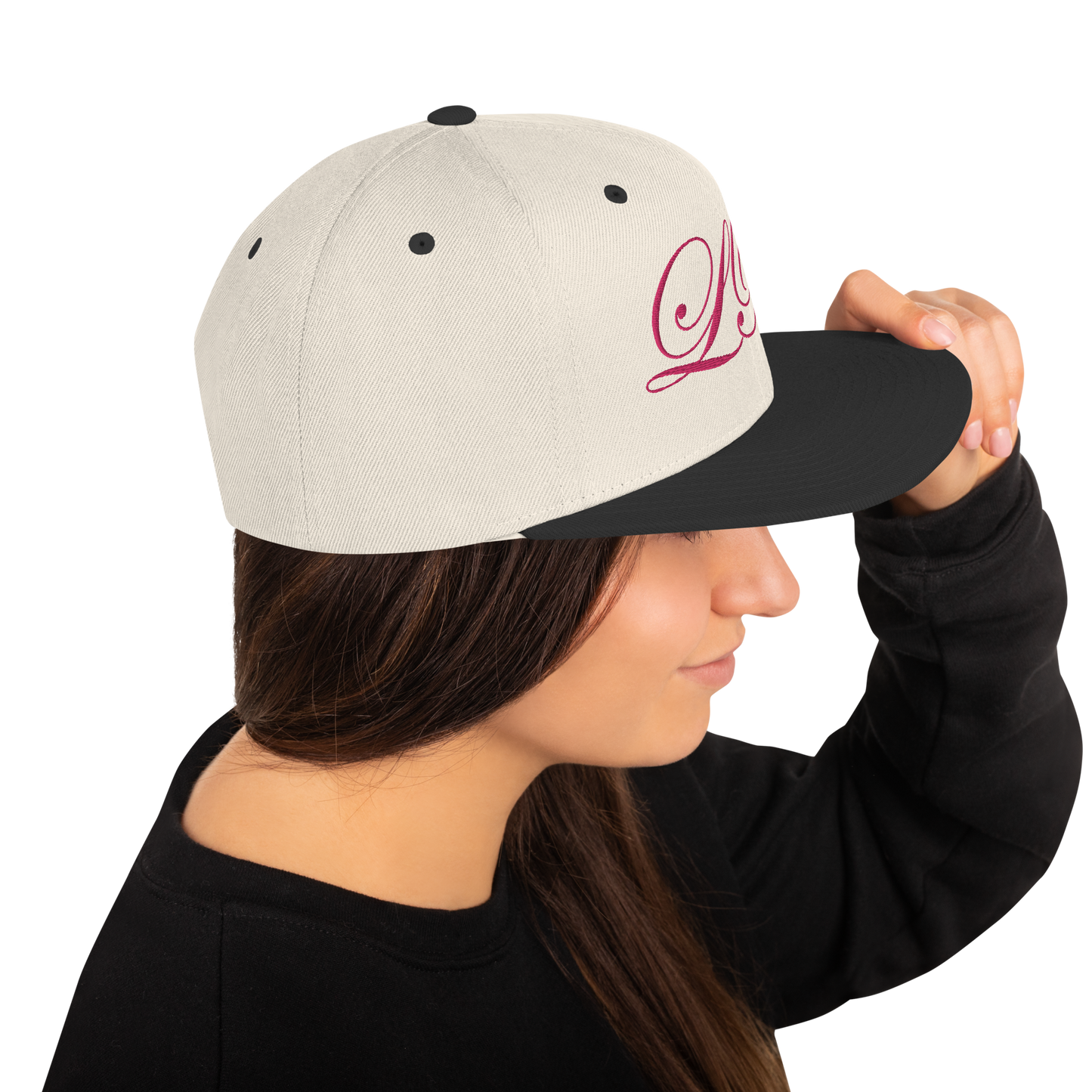 calligraphy Snapback Hat (Pink) - Lavish Bubbles - LAVISH BUBBLES