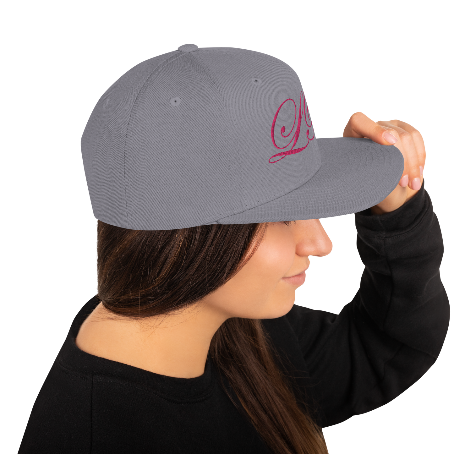 calligraphy Snapback Hat (Pink) - Lavish Bubbles - LAVISH BUBBLES