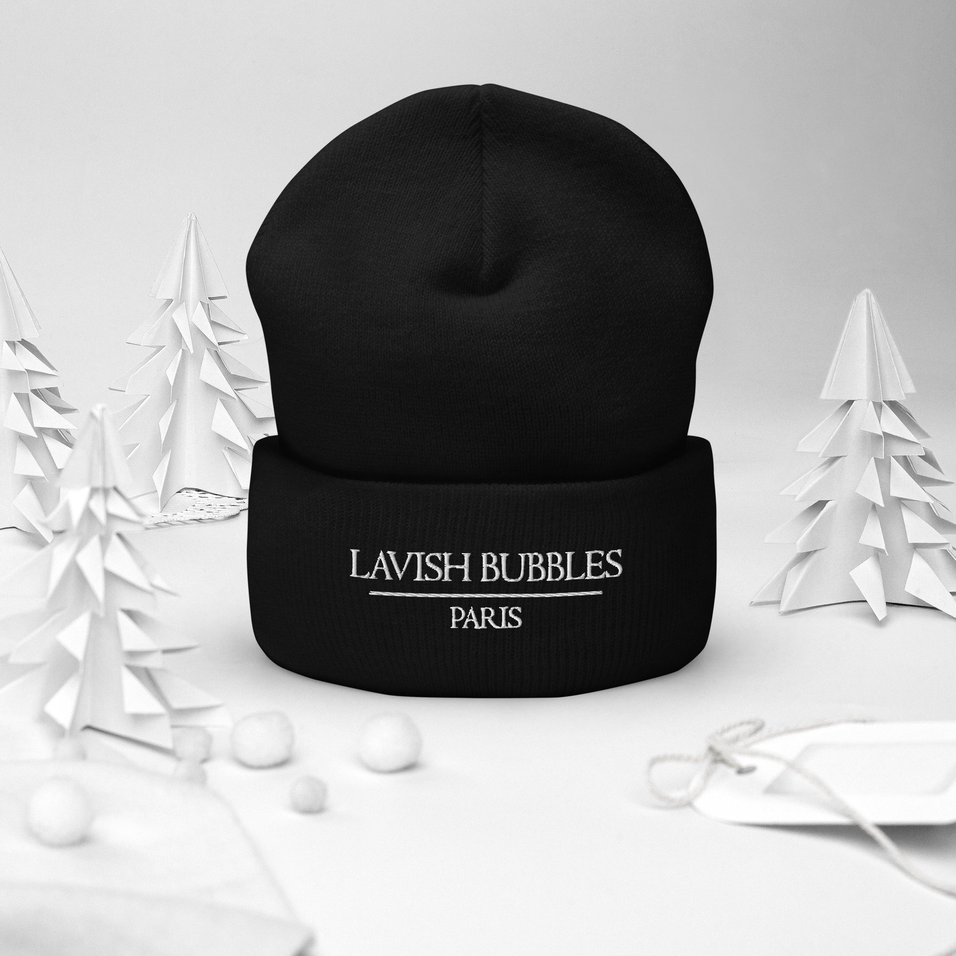 Paris Lavish Bubbles (White) - Cuffed Beanie - LAVISH BUBBLES