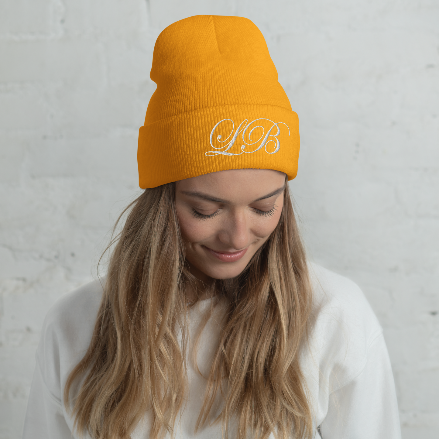 calligraphy Cuffed Beanie (White) - Lavish Bubbles - LAVISH BUBBLES