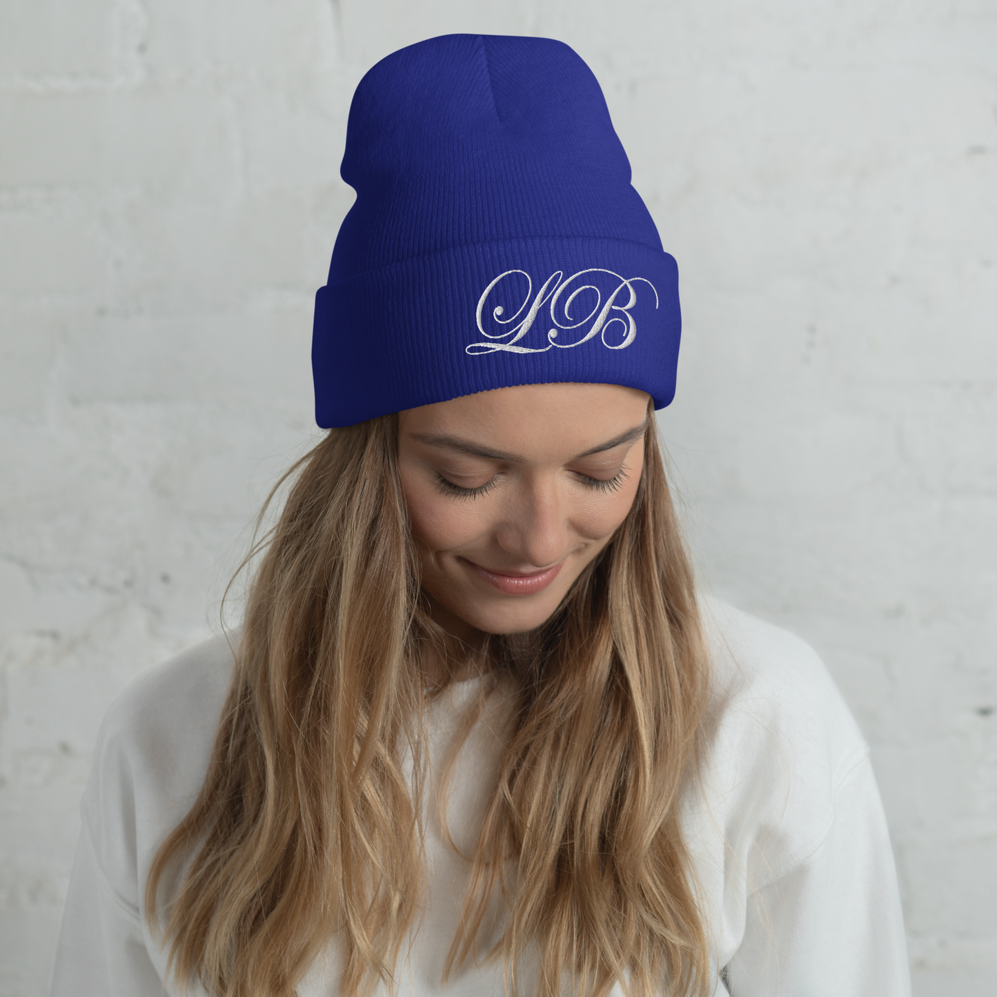 calligraphy Cuffed Beanie (White) - Lavish Bubbles - LAVISH BUBBLES