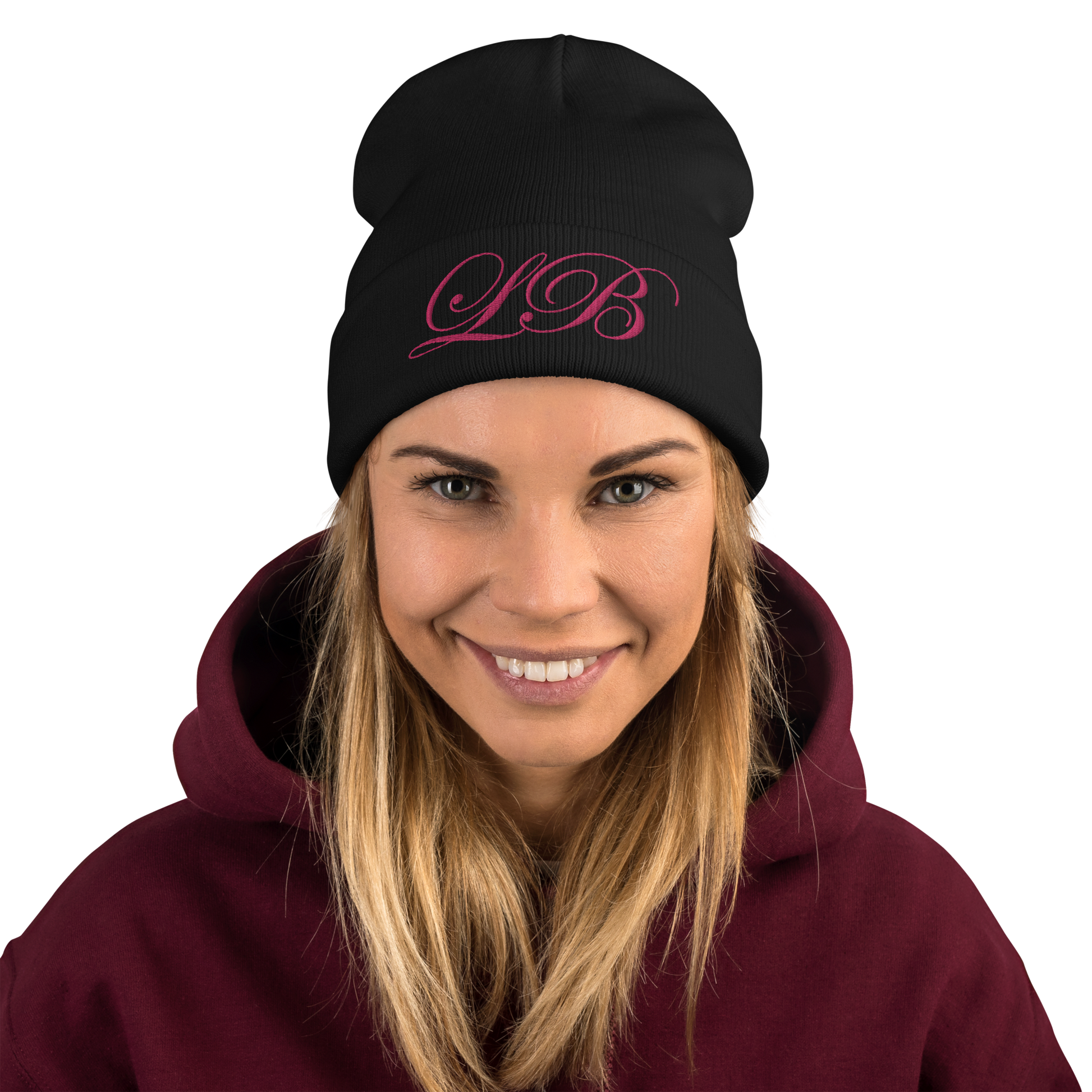 calligraphy (Pink) - Embroidered Beanie - Lavish Bubbles - LAVISH BUBBLES