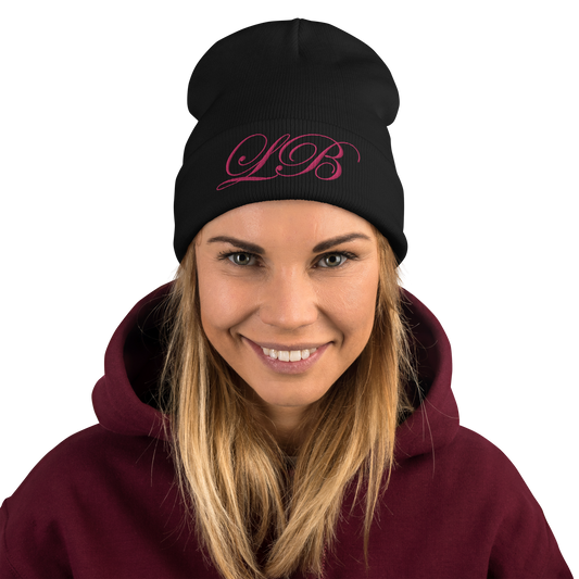 calligraphy (Pink) - Embroidered Beanie - Lavish Bubbles - LAVISH BUBBLES