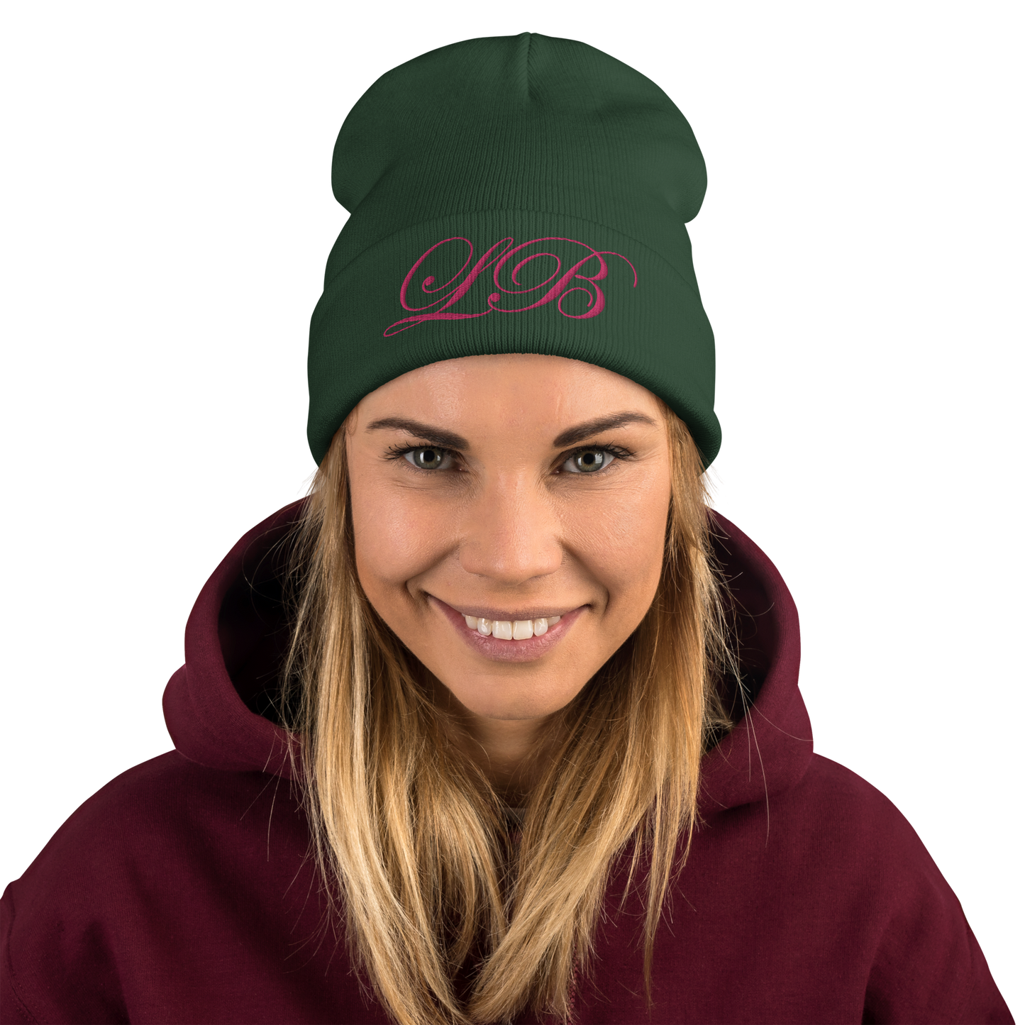 calligraphy (Pink) - Embroidered Beanie - Lavish Bubbles - LAVISH BUBBLES