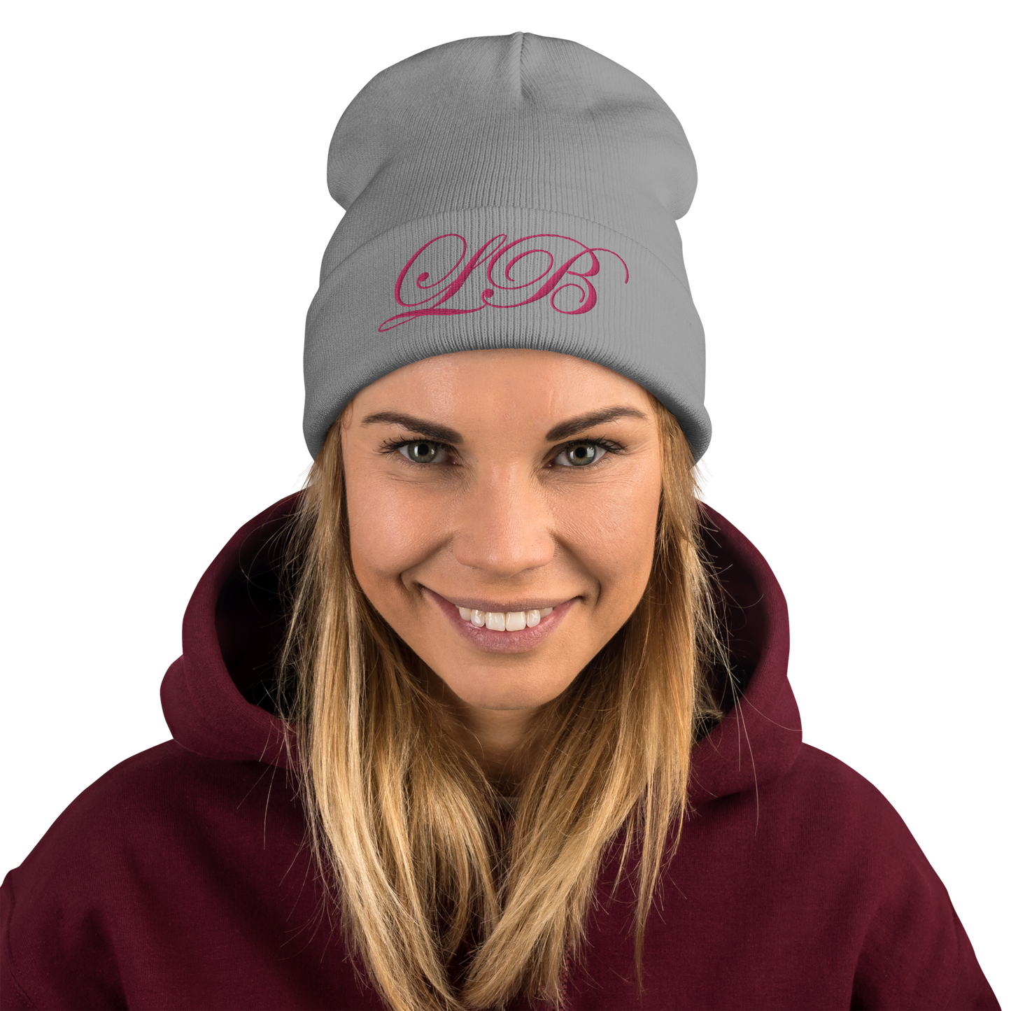 calligraphy (Pink) - Embroidered Beanie - Lavish Bubbles - LAVISH BUBBLES