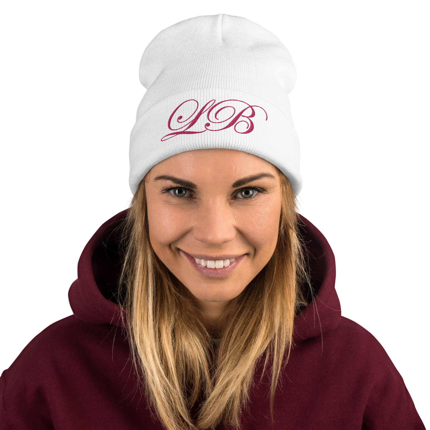 calligraphy (Pink) - Embroidered Beanie - Lavish Bubbles - LAVISH BUBBLES