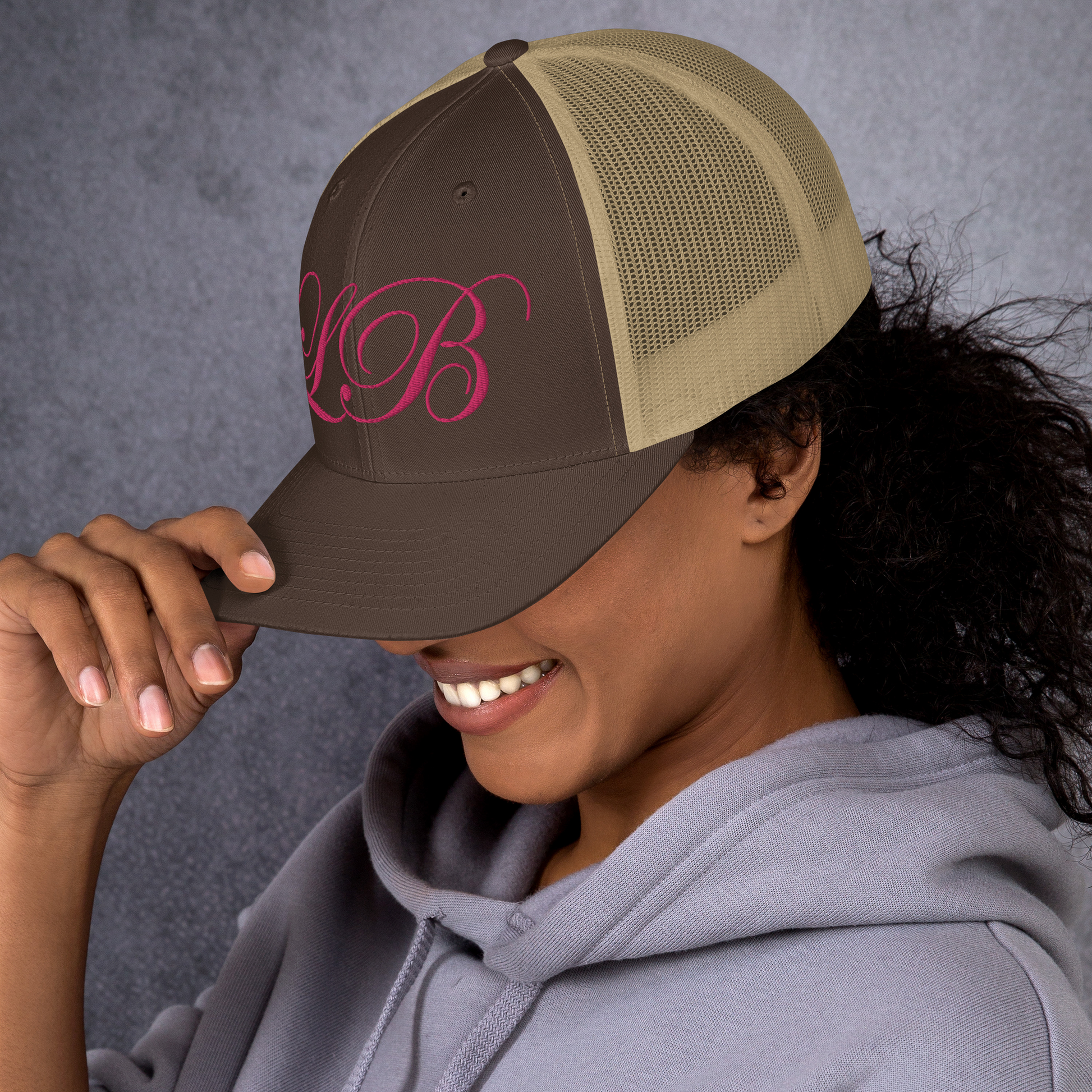 calligraphy Trucker Cap (Pink) - Lavish Bubbles - LAVISH BUBBLES