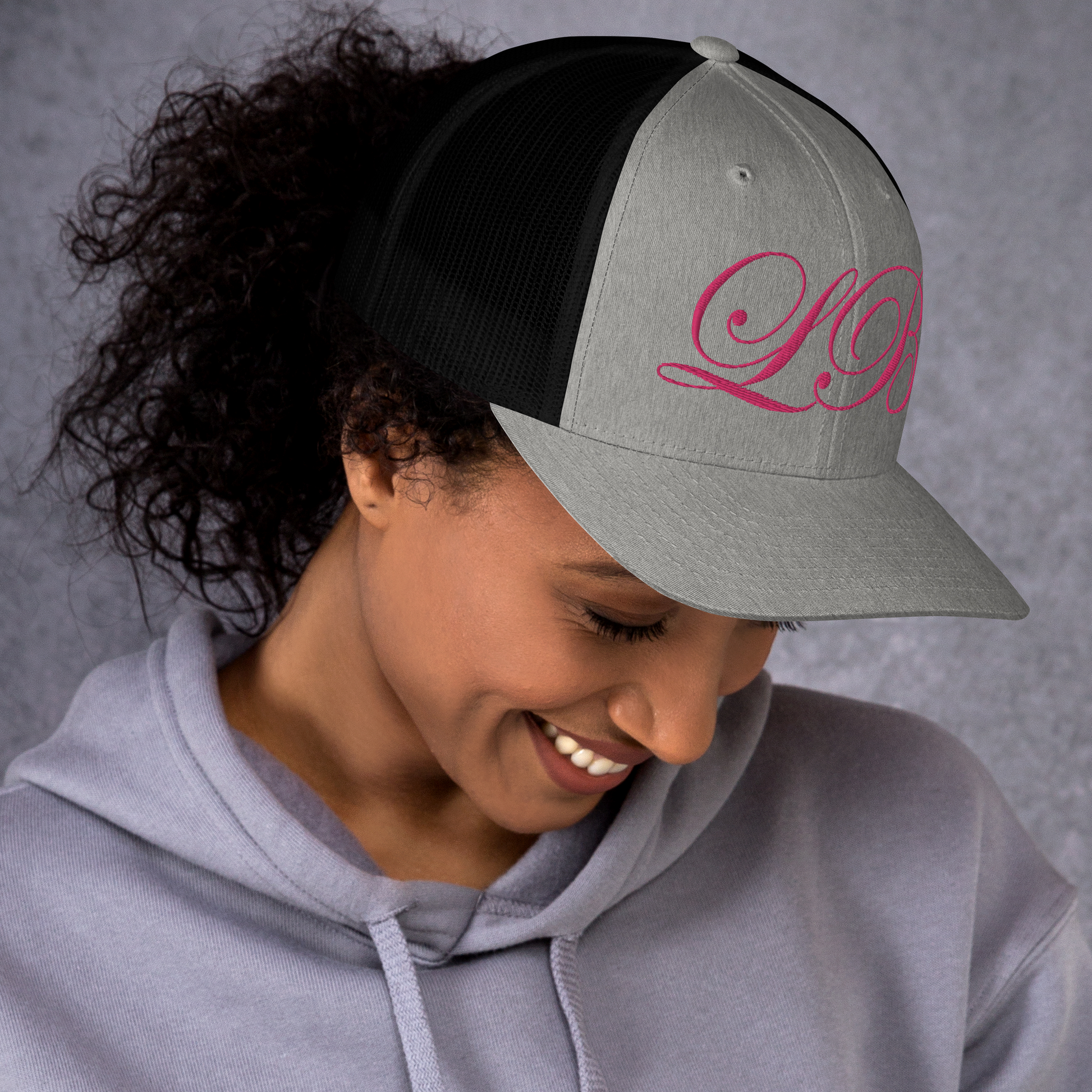 calligraphy Trucker Cap (Pink) - Lavish Bubbles - LAVISH BUBBLES