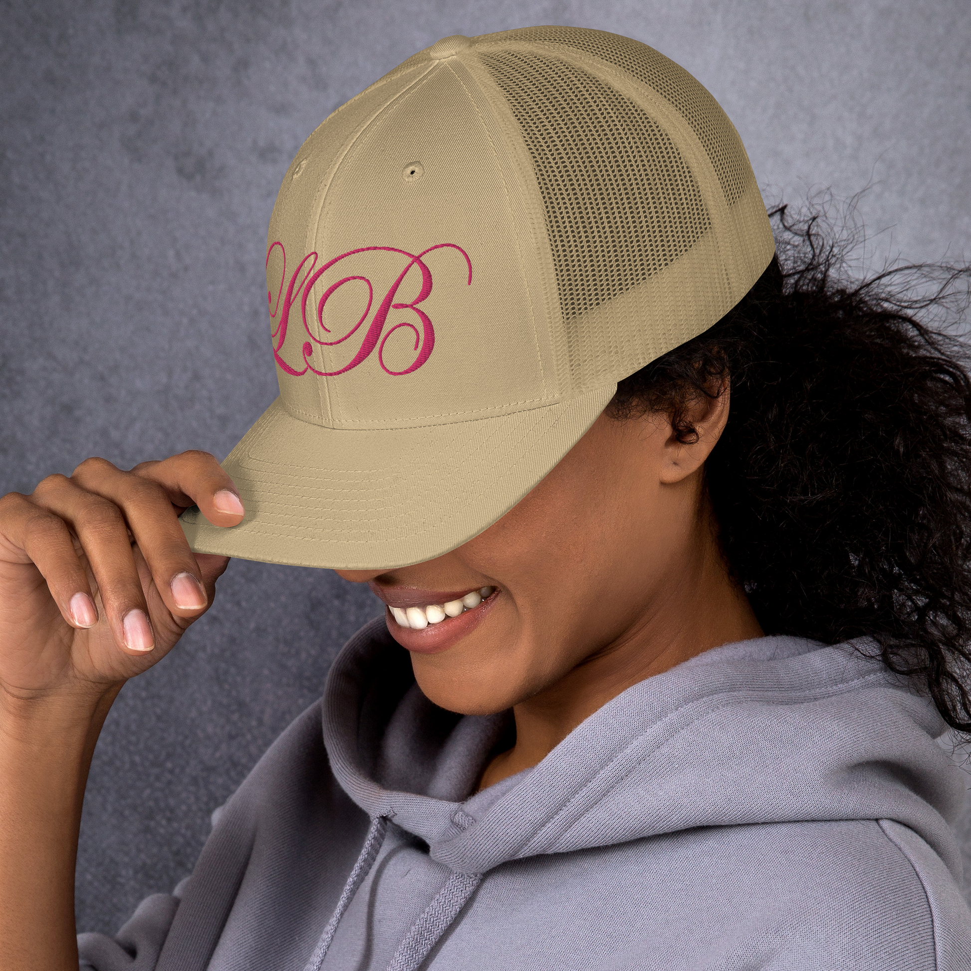 calligraphy Trucker Cap (Pink) - Lavish Bubbles - LAVISH BUBBLES