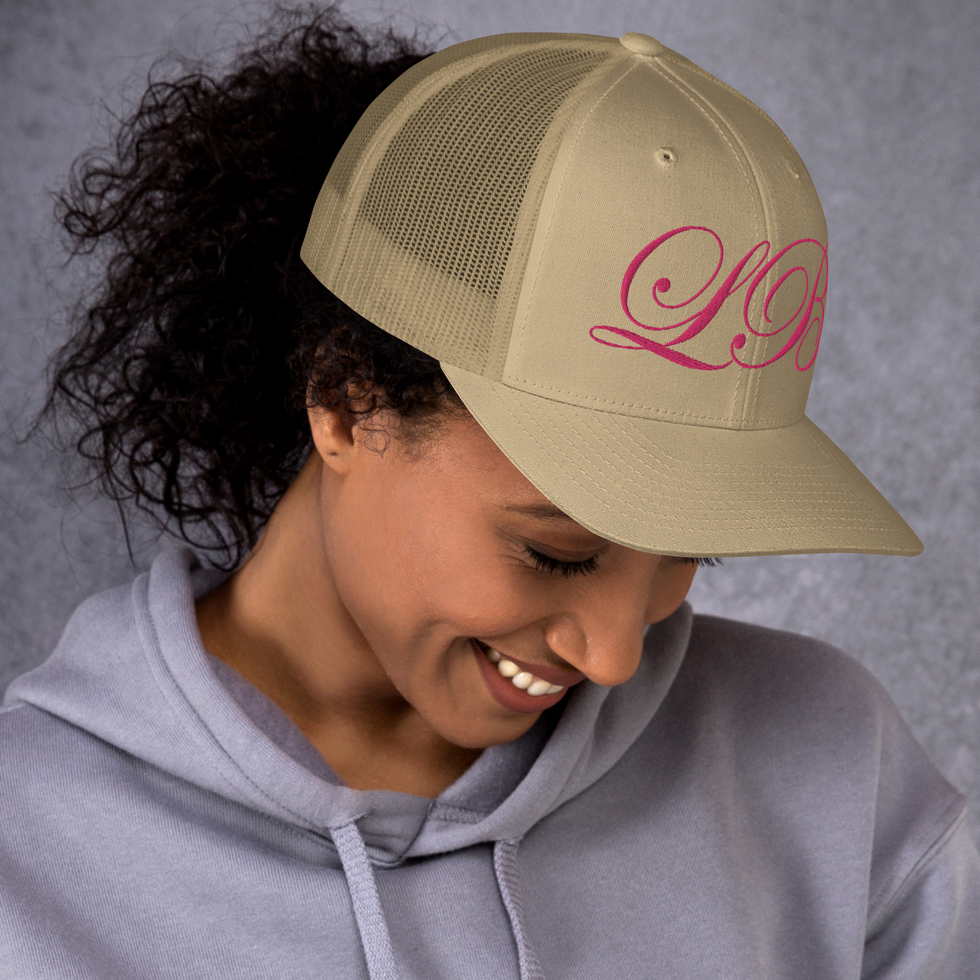 calligraphy Trucker Cap (Pink) - Lavish Bubbles - LAVISH BUBBLES