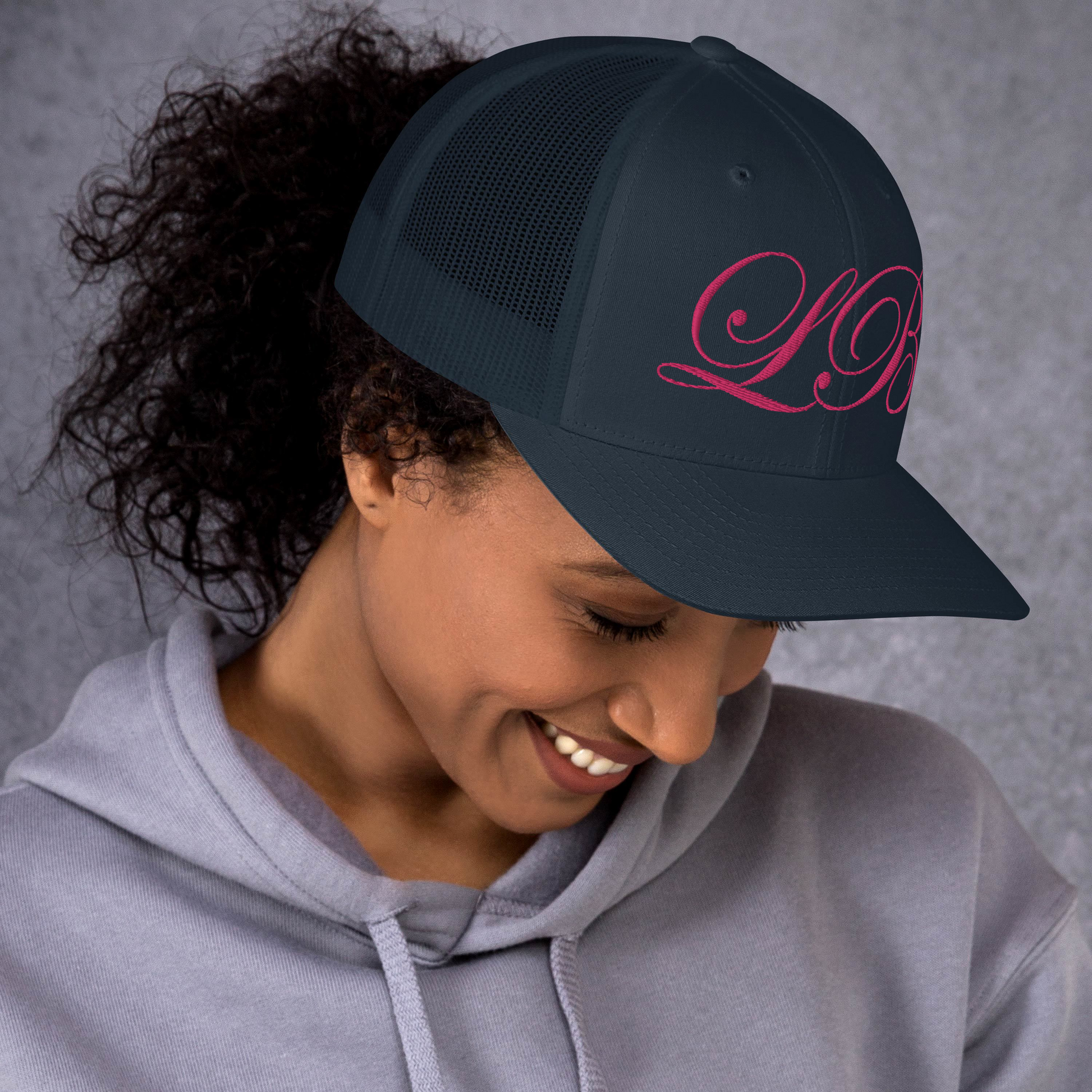 calligraphy Trucker Cap (Pink) - Lavish Bubbles - LAVISH BUBBLES