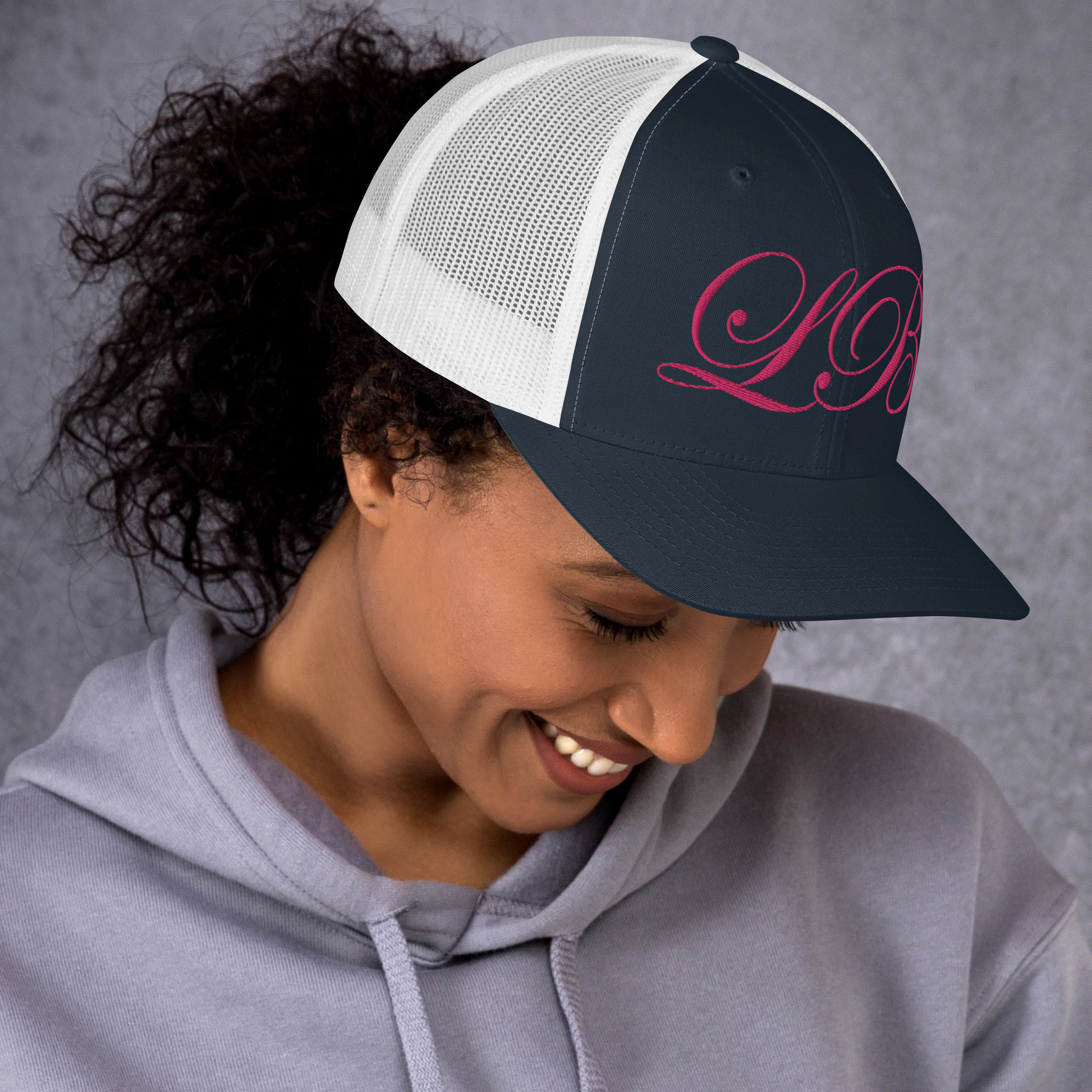 calligraphy Trucker Cap (Pink) - Lavish Bubbles - LAVISH BUBBLES