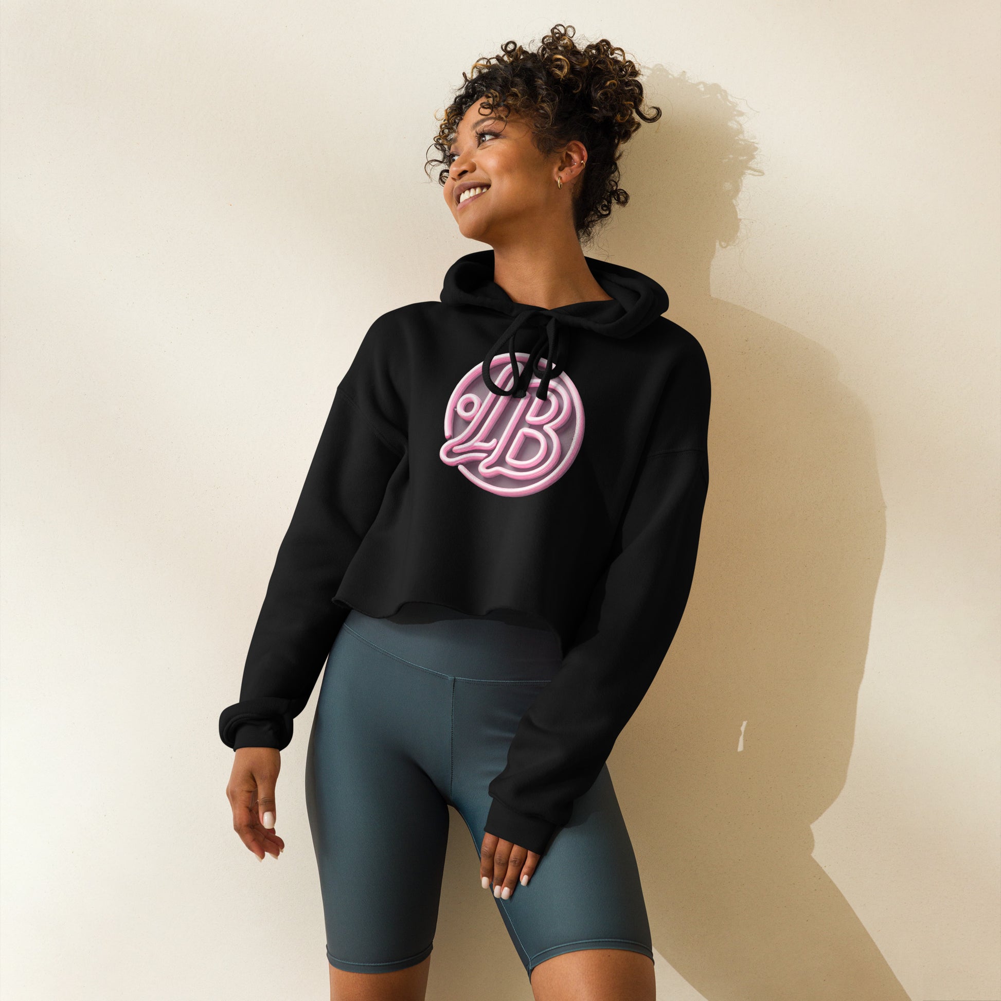 Neon rose - Crop Hoodie - Lavish Bubbles - LAVISH BUBBLES