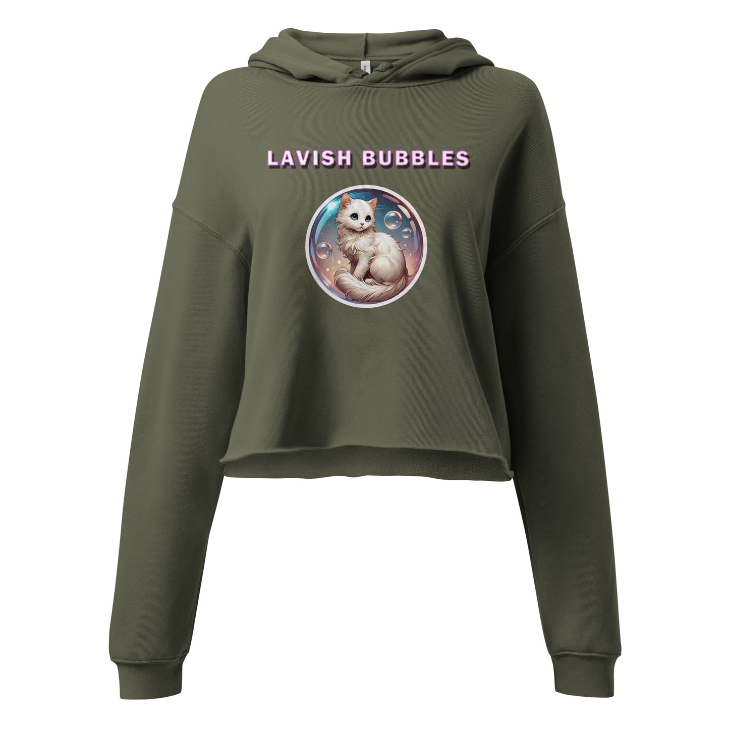 Fancy Kitty - Crop Hoodie - Lavish Bubbles - LAVISH BUBBLES