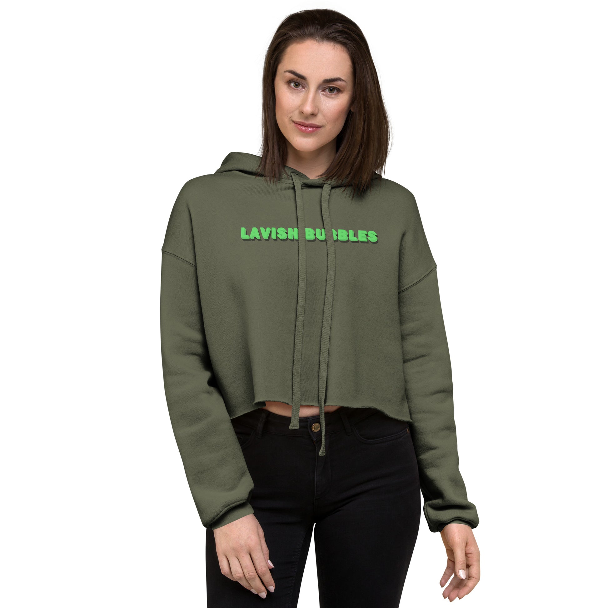 Green name - Crop Hoodie - Lavish bubbles - LAVISH BUBBLES