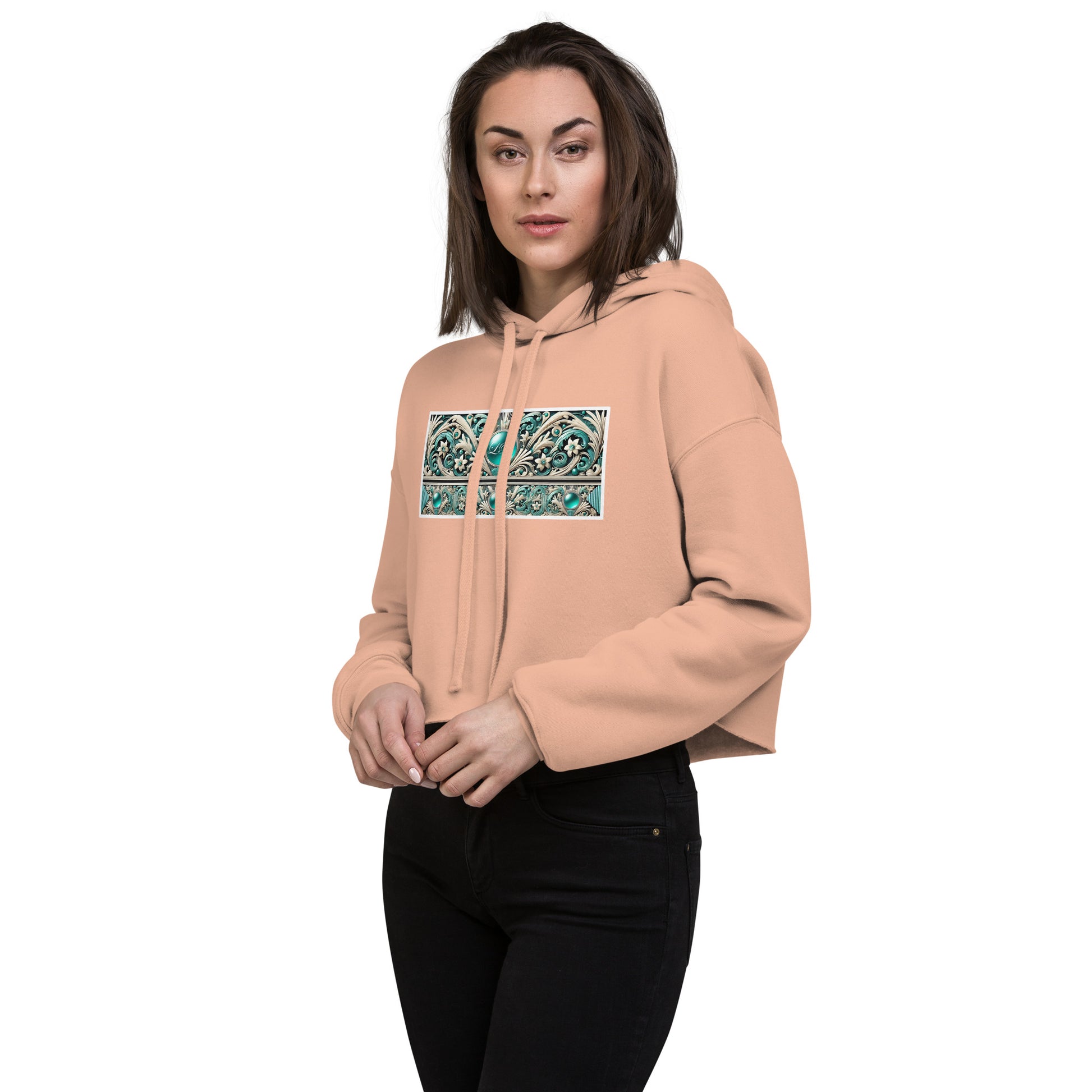 Aqua mosaic - Crop Hoodie - Lavish Bubbles - LAVISH BUBBLES