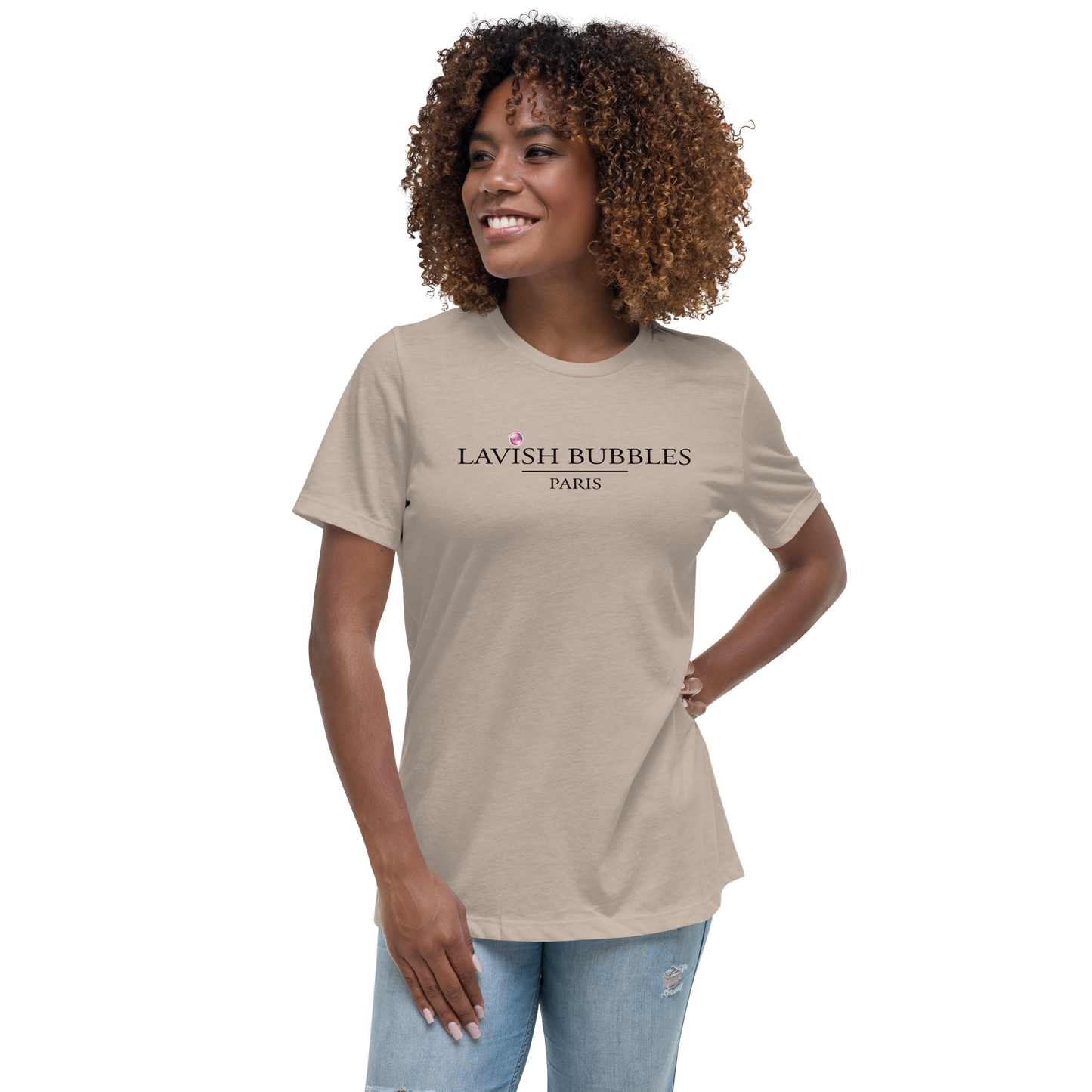 Lavish Bubbles Paris (black) - Women's Relaxed T-Shirt - Lavish Bubbles - LAVISH BUBBLES