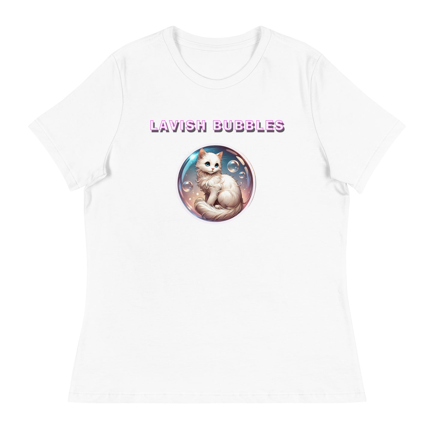 Fancy Kitty - Women's Relaxed T-Shirt - Lavish Bubbles - LAVISH BUBBLES